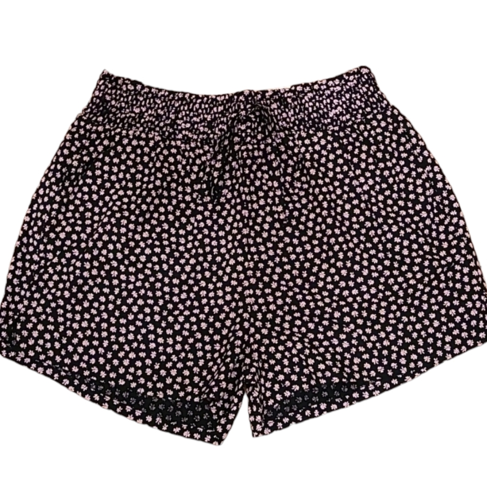 SO BRAND WOMENS JUNIOR SIZE BLACK FLORAL SOFT SHORTS HIGH RISE SIZE EXTRA SMALL